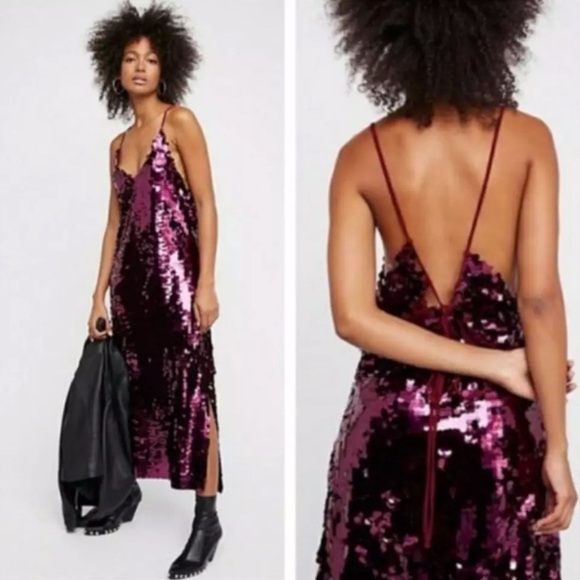 NEW Free People Paillette sequin Party Midi/ maxi Slip - Picture 1 of 5